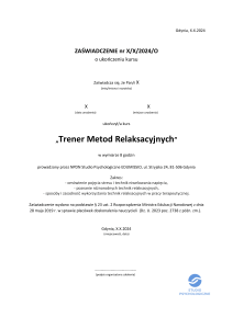 Certyfikat Trener Metod Relaksacyjnych