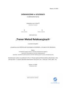 Zaświadczenie MEN Trener Metod Relaksacyjnych