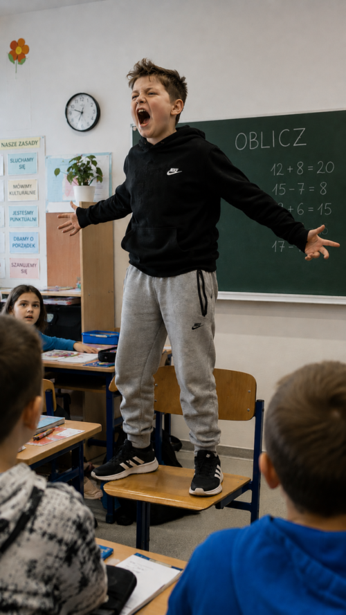 dziecko przeszkadza na lekcji